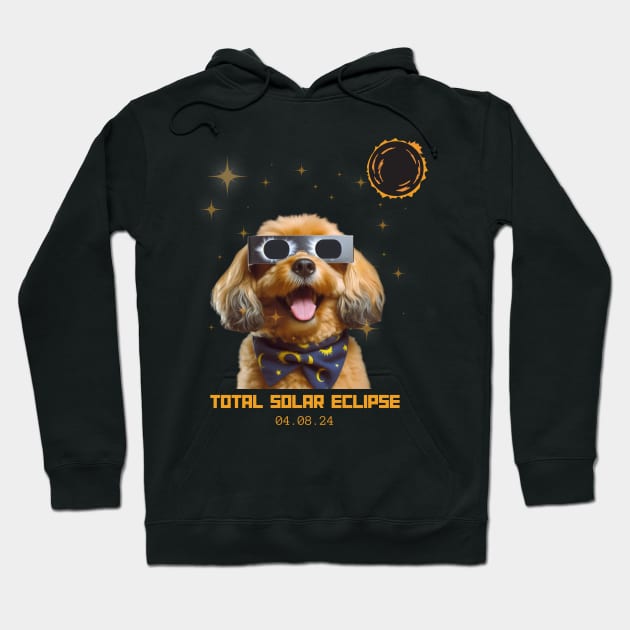 Total Solar Eclipse 2024 Cute Dog Wearing Solar Eclipse Glasses Hoodie by Chahrazad's Treasures